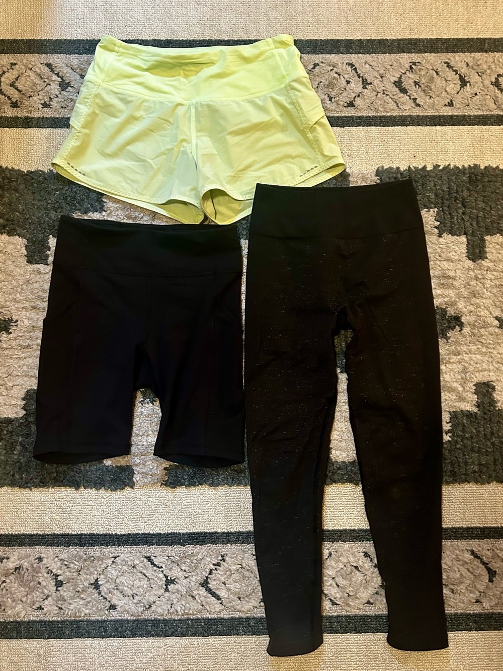Women’s LuluLemon Active Shorts and Leggings Set - Neon Yellow & Black